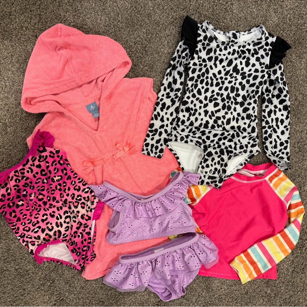 GAP Kids - Swimwear Bundle - Pink, Purple, Black, White, Leopard - Size 2T